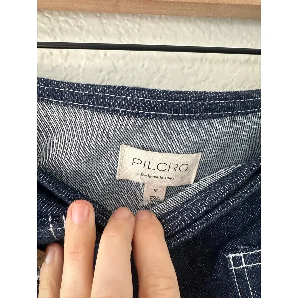 Pilcro Anthropologie NWT Dark Wash Denim Button Front Mini Skirt M - Picture 5 of 8